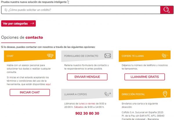 Atención al cliente Cofidis